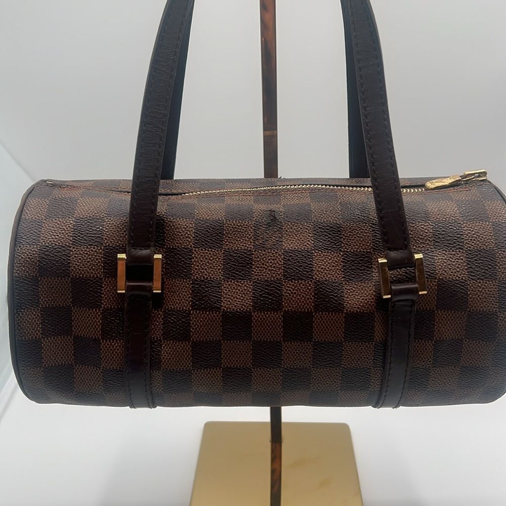LOUIS VUITTON VINTAGE PAPILLON 26 DAMIER EBENE HANDBAG PURSE - Picture 4 of 14